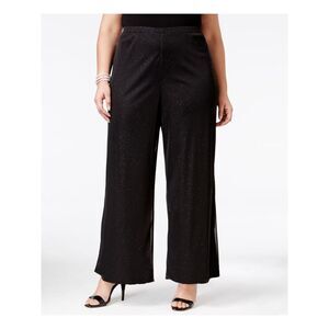 MSK WOMEN Womens Black Lined Palazzo Style Elastic Mi Wide Leg Pants Plus 3X